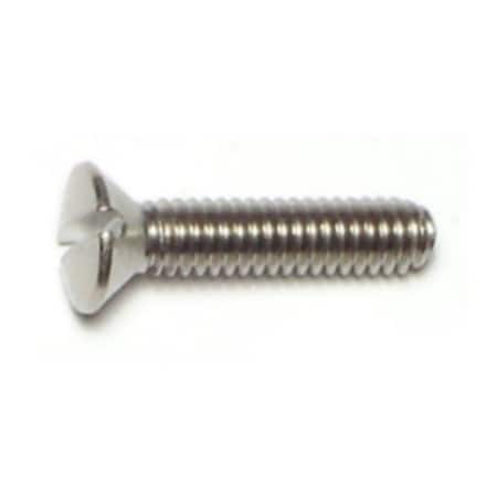 #8-32 x 3/4 in Slotted Oval Machine Screw, Plain 18-8 Stainless Steel, 30 PK